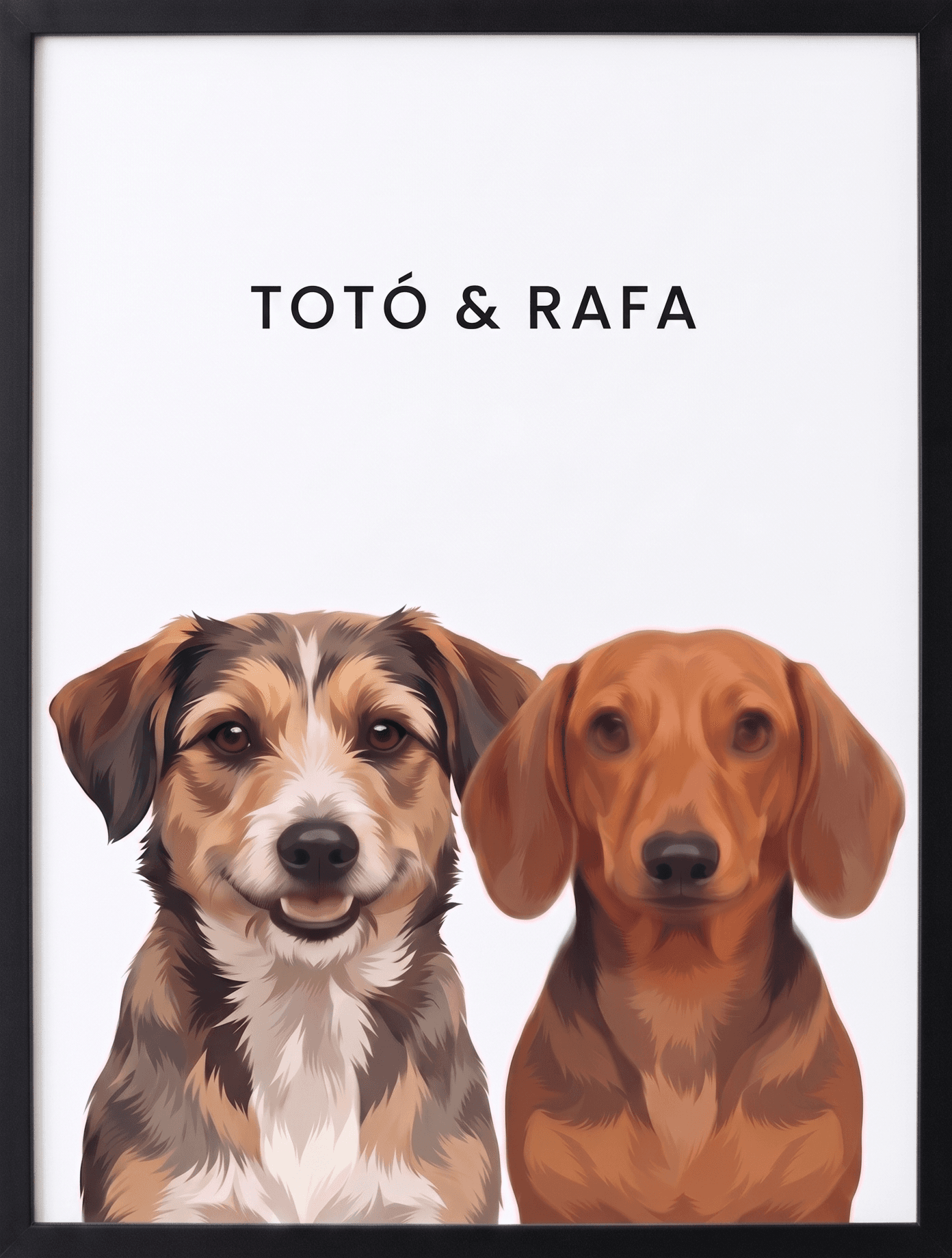 Retrato personalizado de 2 pets lado a lado