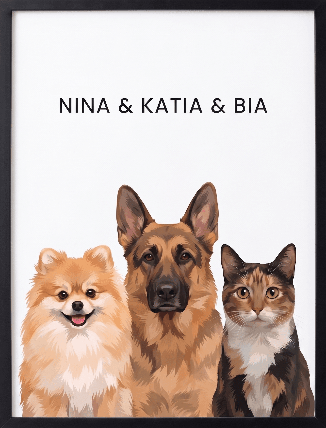 Retrato personalizado de 3 pets juntos — Apenas Poster (1/1)